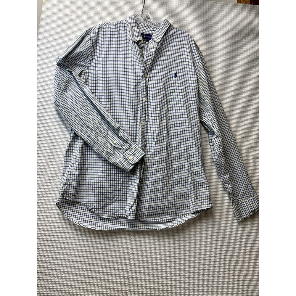 Ralph Lauren Men's Long Sleeve Cotton Shirt XL Blue/Green Pattern